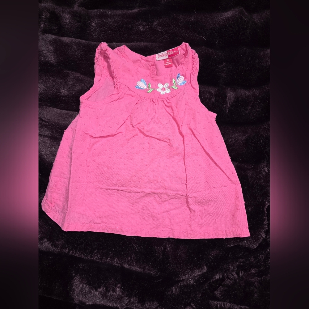 Penelope Mack Pink Sleeveless Blouse with Floral Embroidery